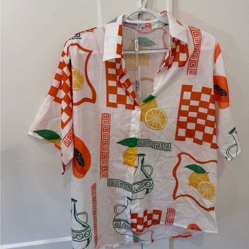 Petal & Pup Retro Orange and Green Casual shirt and short set